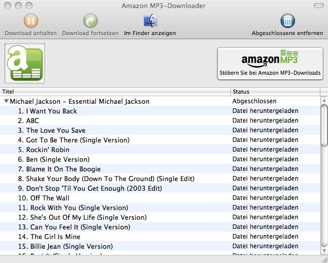 Amazon MP3 Downloader auf dem Mac